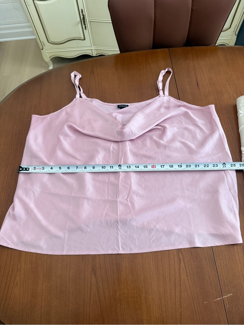 Light Pink Satin Cowl Neck Camisole with Adjustable Straps